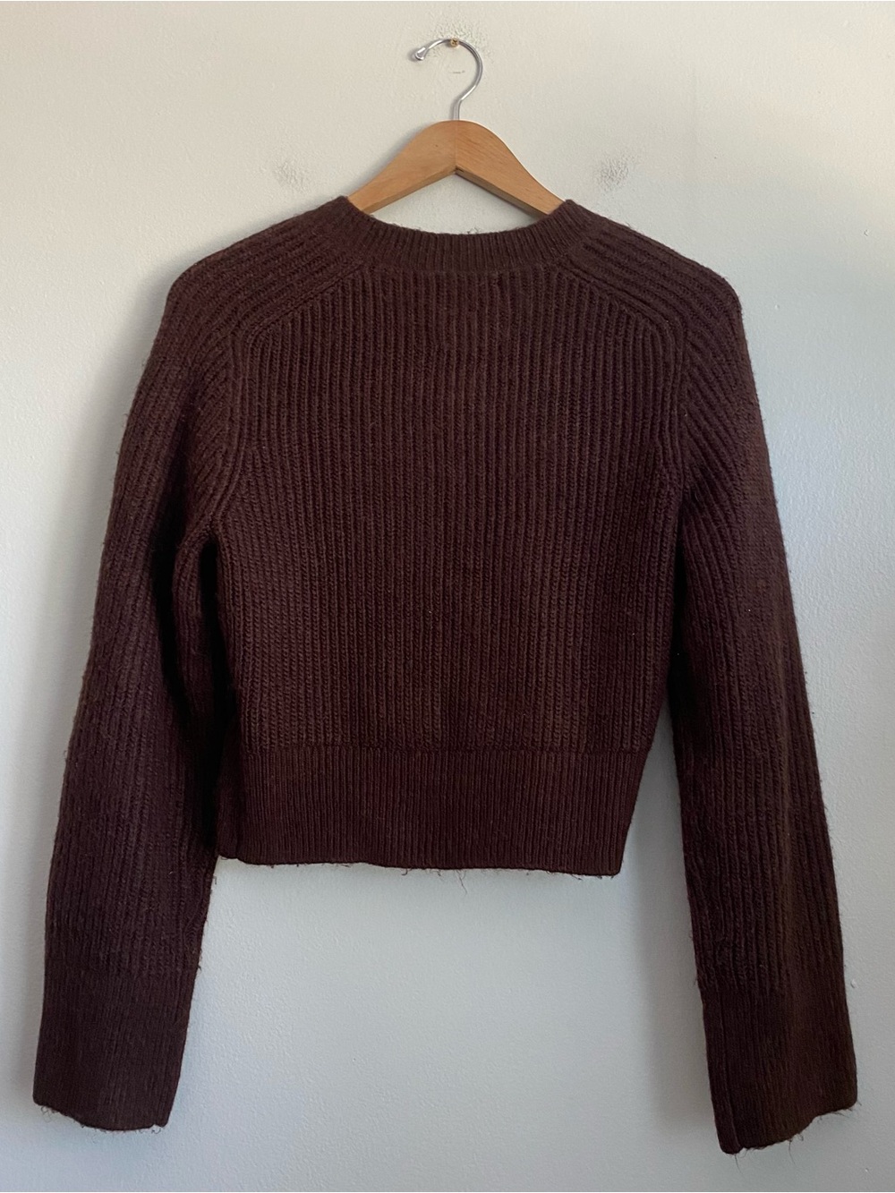 Abercrombie & Fitch Chocolate Brown Pearl Button Ribbed Knit Sweater Cardigan S - Picture 5 of 8